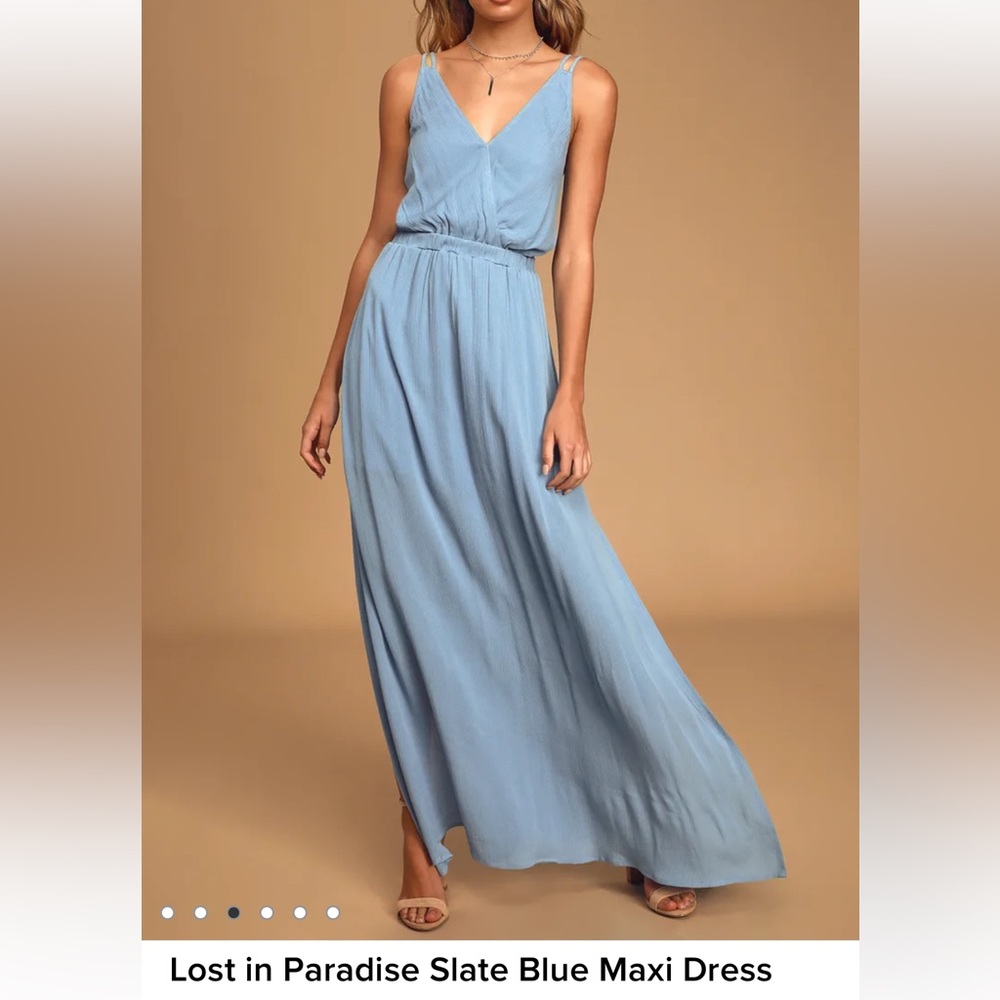 Lost in Paradise Slate Blue Maxi Bridesmaid Dress